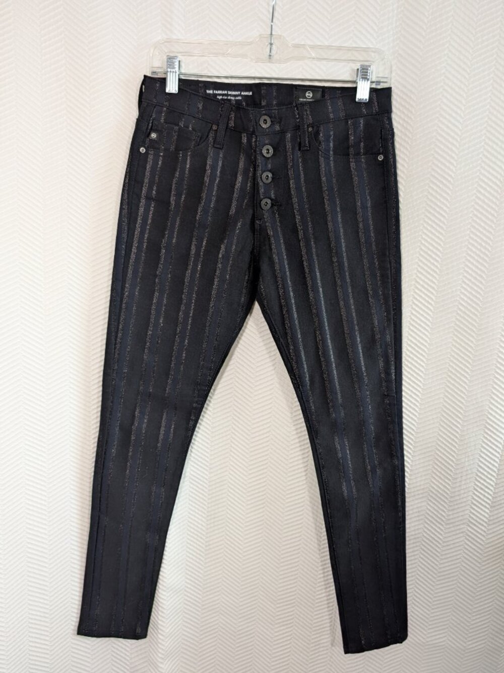 Adriano Goldschmied AG The Farrah Ankle Skinny High Rise Metallic Stripes 26R